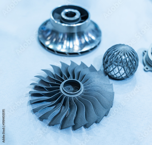 Obraz na plátne Aircraft turbine wheel printed on metal 3d printer.