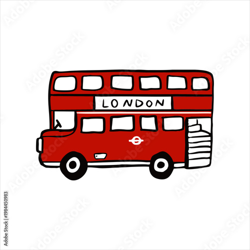 Classic red London double decker bus illustration