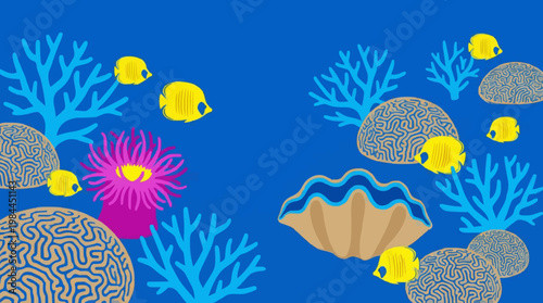 Vibrant Underwater Scene with Colorful Fish and Coral