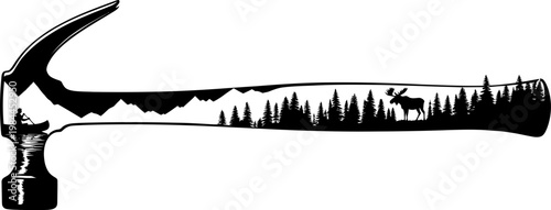 Hammer handle forest silhouette