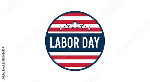 Free Download Labor Day badge with American flag colors and stars - GFXLoad