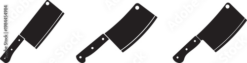 Photos Meat Cleaver Knife Icons Set – Butcher Knife Silhouette Vector Illustration