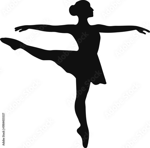 Ballet Dance Silhouette Pose SVG Elegant Classical Dancer Graceful Performance Vector Illustration