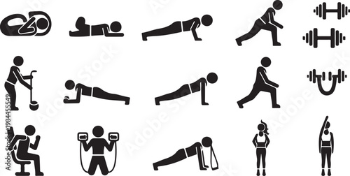 Fitness icons for exercise and workout routine