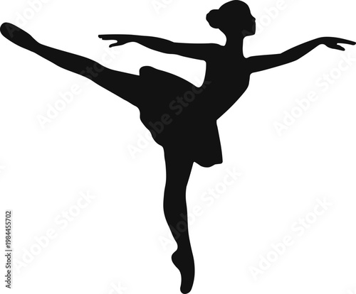 Ballet Dance Silhouette Pose SVG Elegant Classical Dancer Graceful Performance Vector Illustration