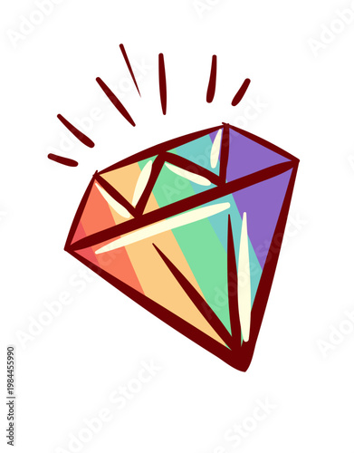 Handdrawn Rainbow Diamond Illustration