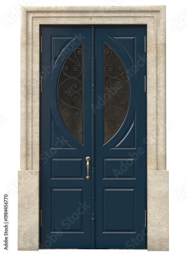 Elegant Classic Double Door with Stone Frame Mockup