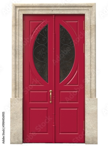 Elegant Classic Double Door with Stone Frame Mockup
