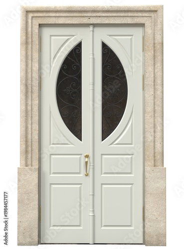 Elegant Classic Double Door with Stone Frame Mockup