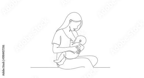 Woman Breastfeeding Newborn Baby Closeup.