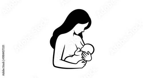 Woman Breastfeeding Newborn Baby Closeup.