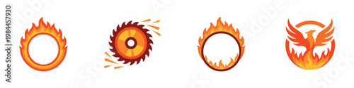 Fire and circular flame logo templates. Vector Illustration.	
