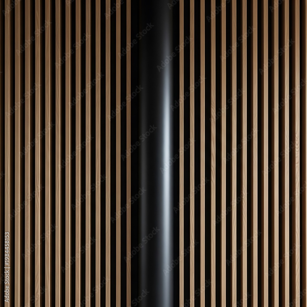 Fototapeta premium Vertical Wooden Slats with a Central Black Column.