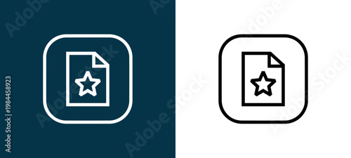Black and white favourite line icon pair, editable stroke vector illustration for web, mobile apps, UI design, branding, and print from Files and Folders