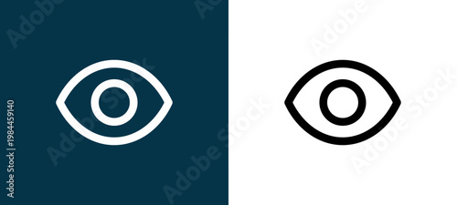 Black and white eye line icon pair, editable stroke vector illustration for web, mobile apps, UI design, branding, and print from User Interface
