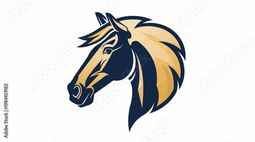 Elegant horse head silhouette with flowing mane against white background