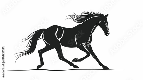 Running horse silhouette vector illustration on white background