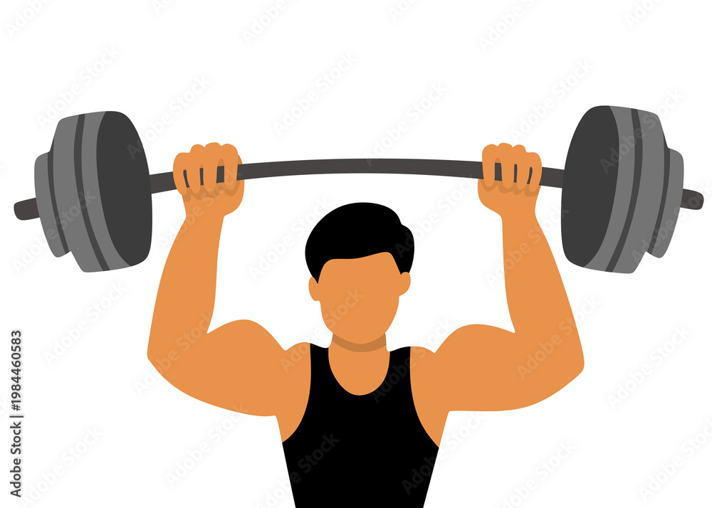 Fototapeta premium Man Lifting Barbell in Gym Exercise Training Workout