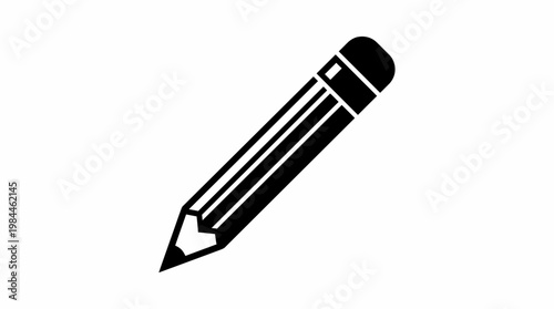 Pencil Writing Drawing Editing Creative Tool Vector Icon Black White Style Modern Flat Design Education Art Symbol Stationery Graphic