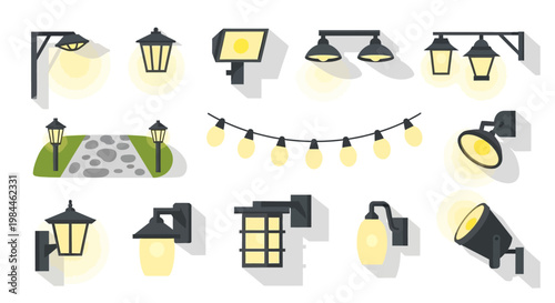 Various types of outdoor lamps.