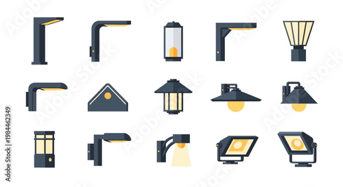 Various types of outdoor wall lights.