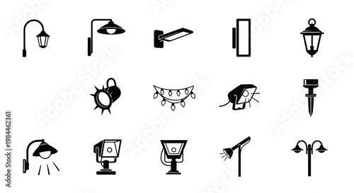 Various types of outdoor lighting fixtures.