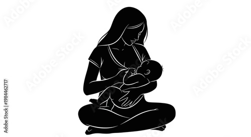 Woman Breastfeeding Baby Nursing Mother.