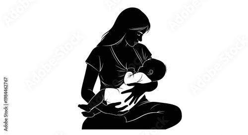 Woman Breastfeeding Baby Nursing Mother.