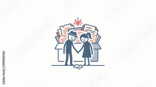 Overwhelmed Couple Amidst Overload of Documents