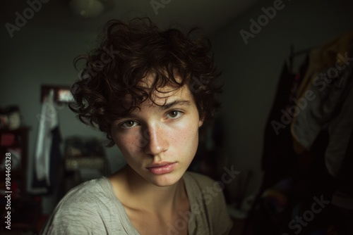 Wallpaper Mural Young adult at home in natural light authentic lifestyle portrait Torontodigital.ca