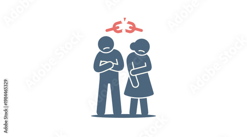 Couple Arguing Over Money with Broken Euro Symbol