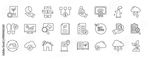 Carbon Credits icon collection set. Containing design green, environment, eco, co2, sustainable, net zero, greenhouse and more.