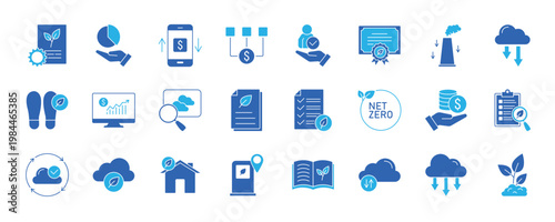 Carbon Credits icon collection set. Containing design green, environment, eco, co2, sustainable, net zero, greenhouse and more.