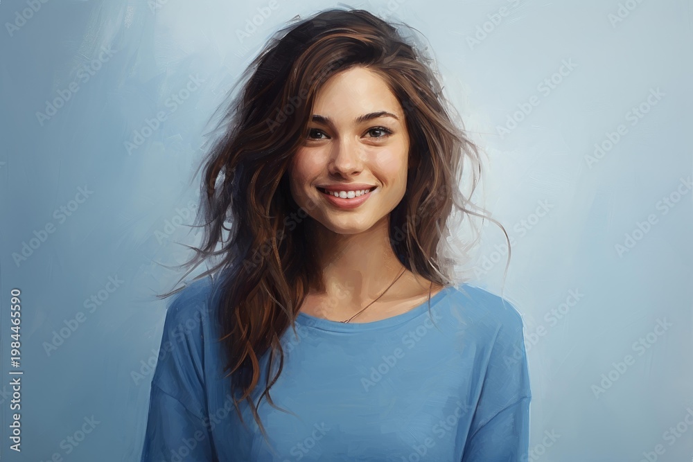 Obraz premium Happy, confident young woman posing, looking at camera with a cheerful expression