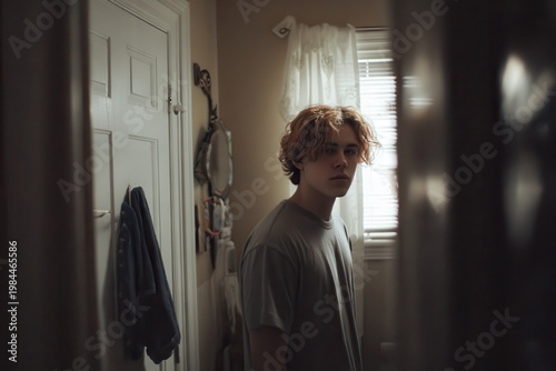 Wallpaper Mural Young adult at home in natural light authentic lifestyle portrait Torontodigital.ca