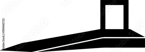 Accessibility ramp silhouette for wheelchair entrance and exit path.