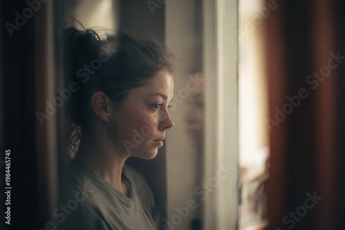 Wallpaper Mural Young adult at home in natural light authentic lifestyle portrait Torontodigital.ca