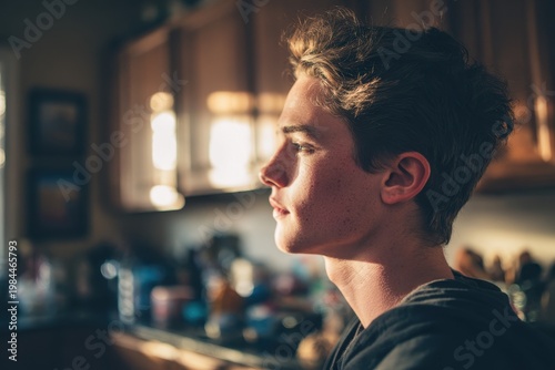 Wallpaper Mural Young adult at home in natural light authentic lifestyle portrait Torontodigital.ca