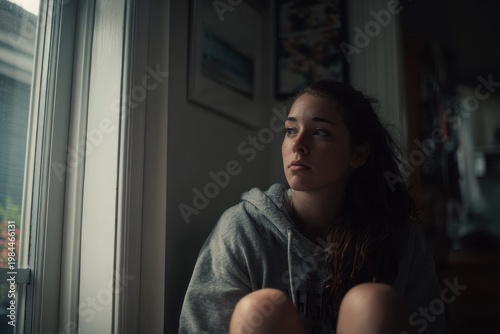 Wallpaper Mural Young adult at home in natural light authentic lifestyle portrait Torontodigital.ca