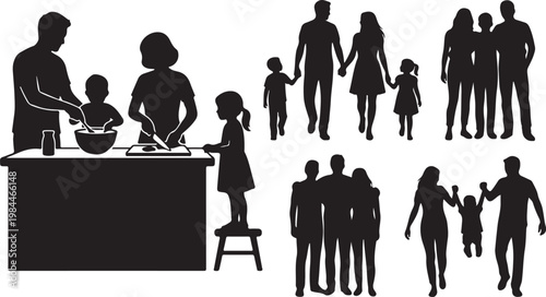 Silhouettes of diverse people waiting in line for a public speaking event