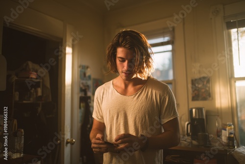 Wallpaper Mural Young adult at home in natural light authentic lifestyle portrait Torontodigital.ca