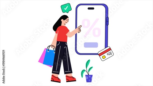 Mobile Discount 2D Animation MP4 File on white background 