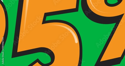 Digital animation of yellow 25 percent off text against black background