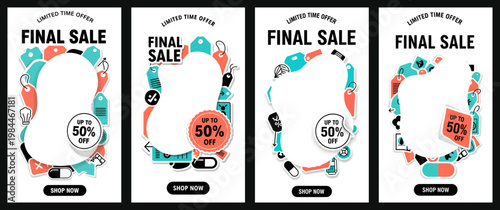 A vibrant final sale advertisement showcasing colorful bracelets on a white background with bold text.