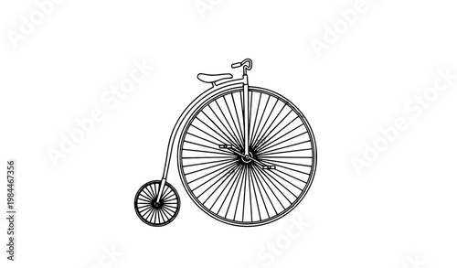 Vintage Bicycle Vector Illustration in Minimalist Black Line Art Silhouette