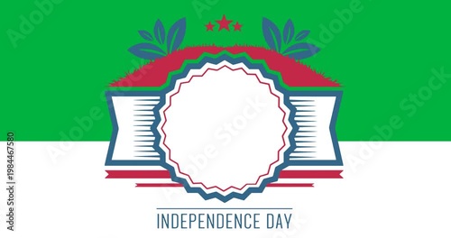 Digital animation of independence day text banner with copy space against black and white background