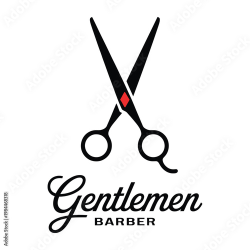 Elegant logo for a gentlemen's barber shop featuring crossed scissors