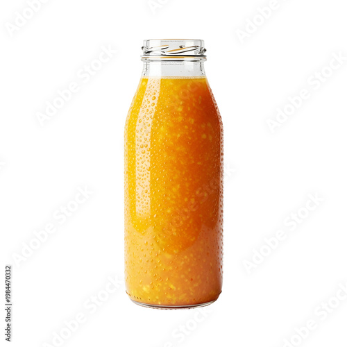 Refreshing Cold Orange Juice in a Glass Bottle for Healthy Drink Choices