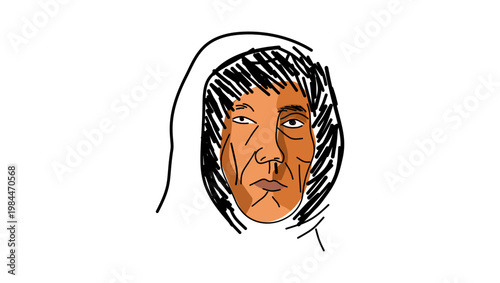 Roald Amundsen Portrait, flat vector illustration