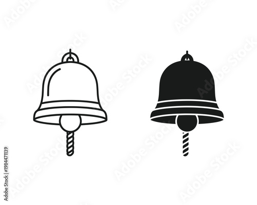 Two bell illustrations outline and solid black versions displayed